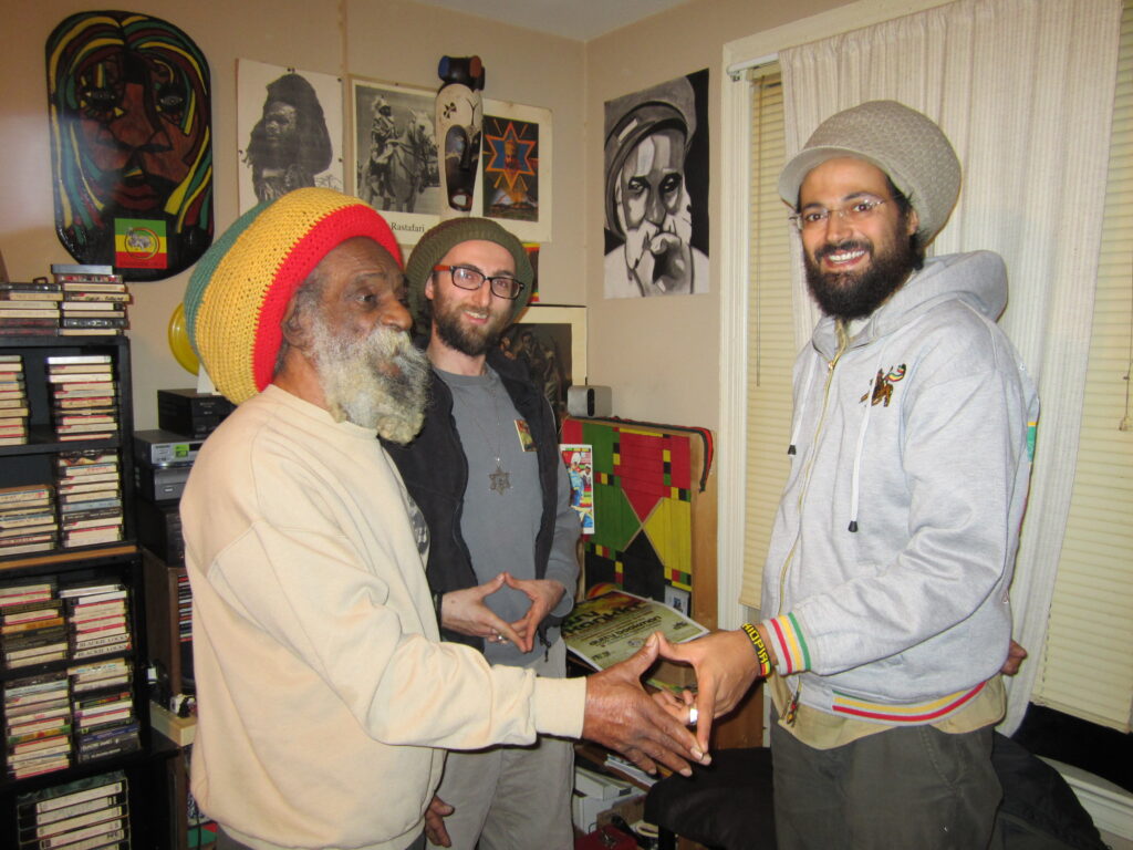 Ras Irice and international visitors Ras Louis and Ras Tewelde from Italy, c 2012 